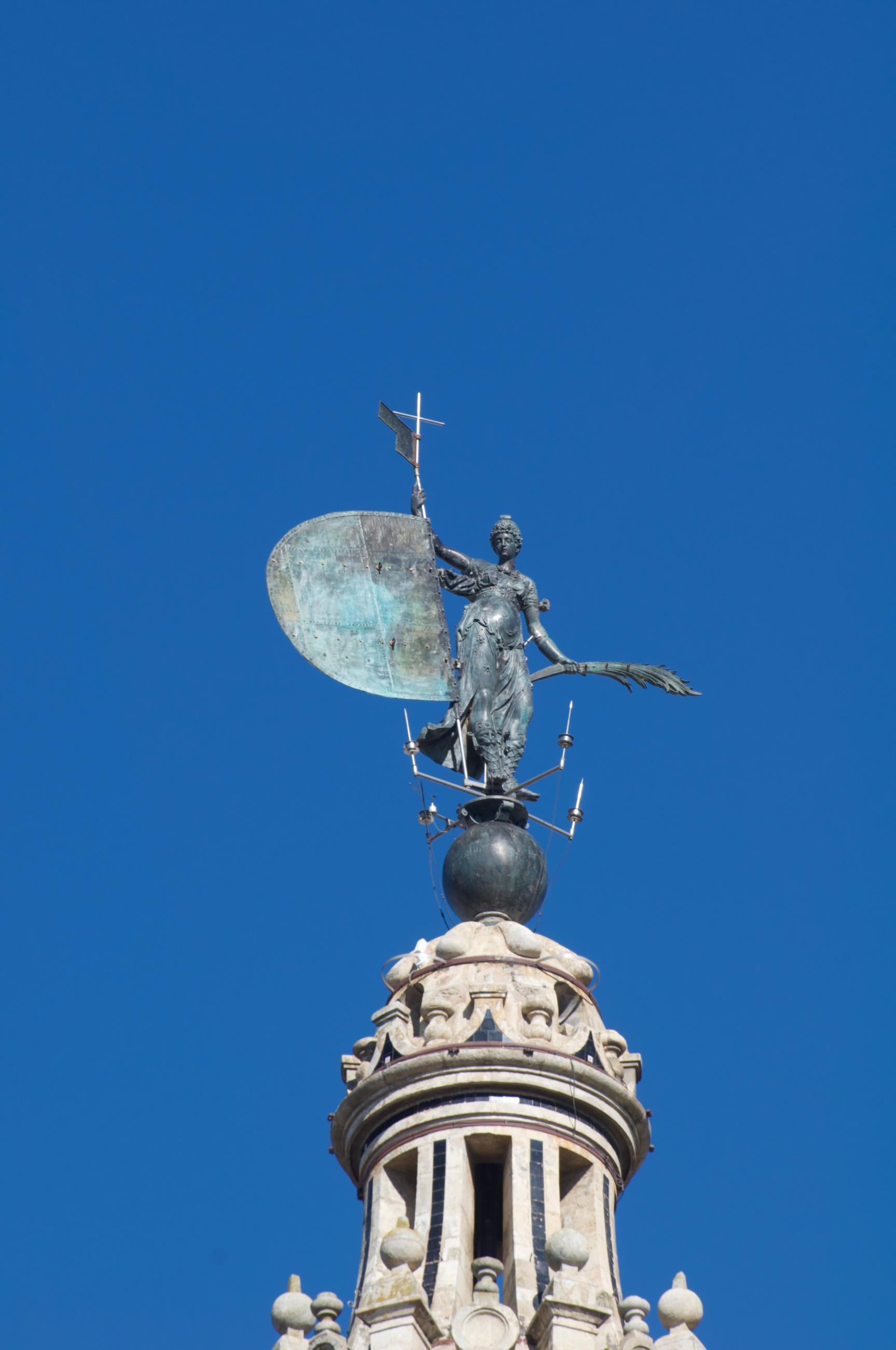 Sculpture at the top of the cathedral tower
