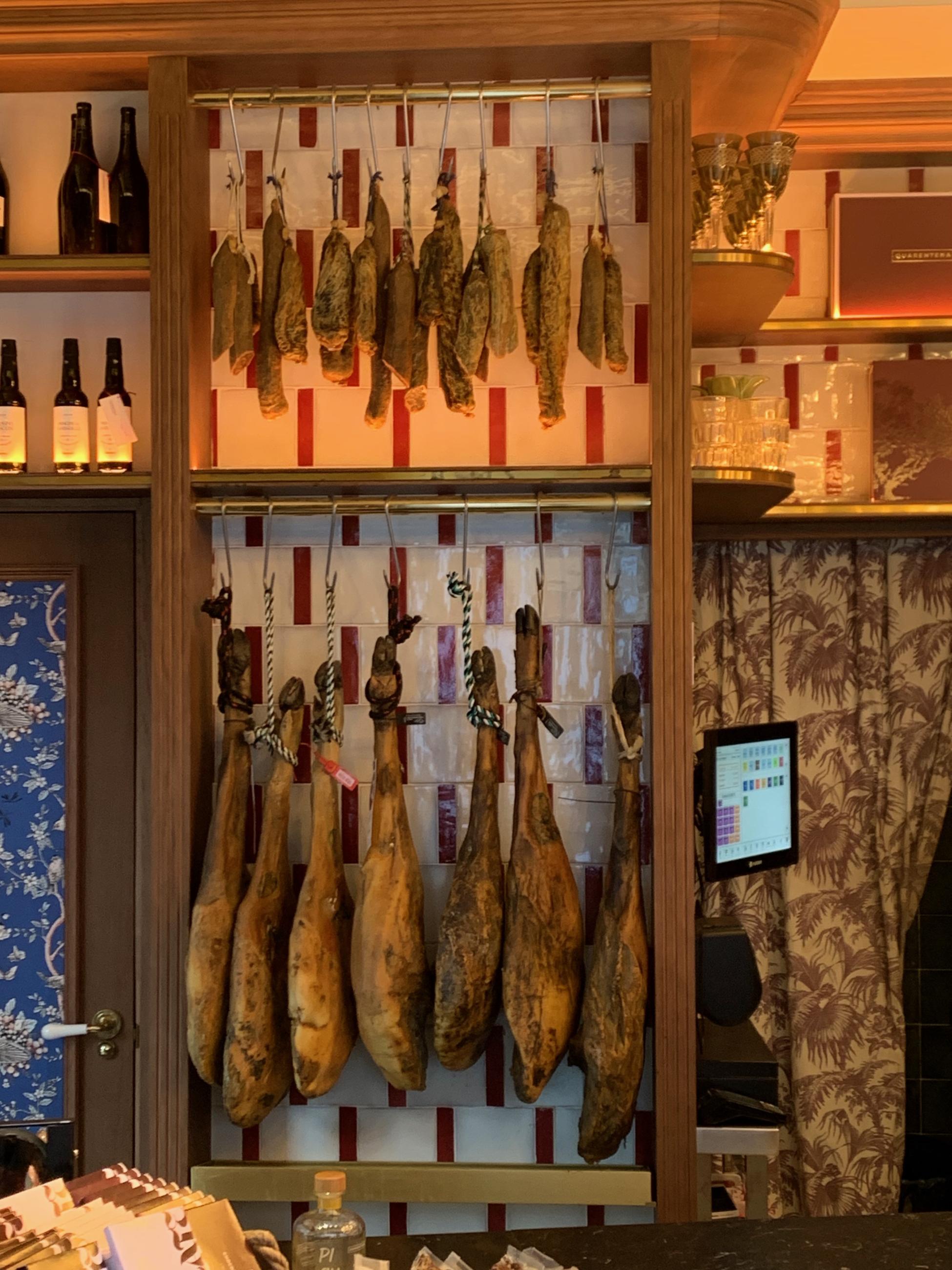 Iberian Pig Leg at store in Sevilla Spain