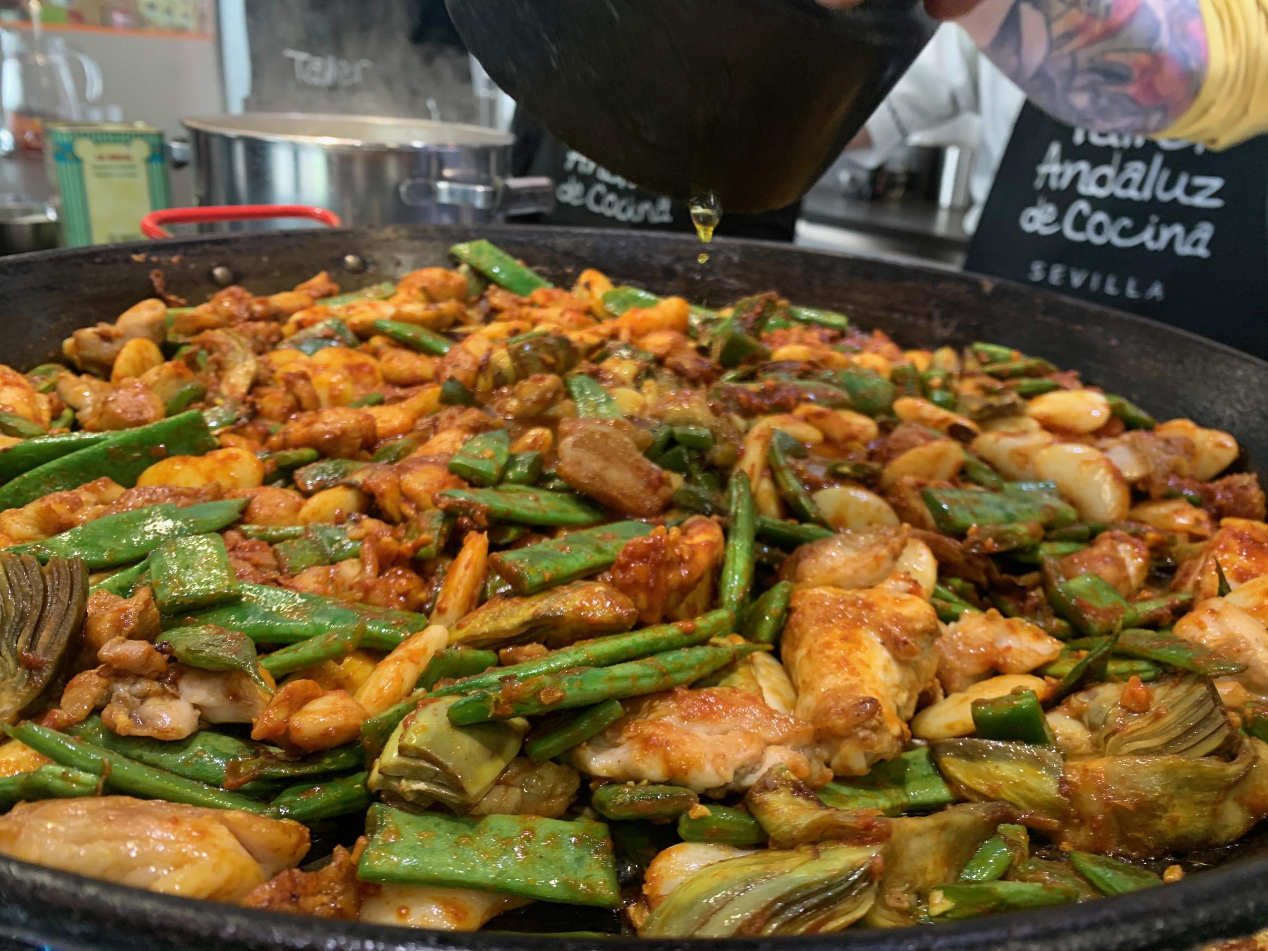 Paella before liquids added